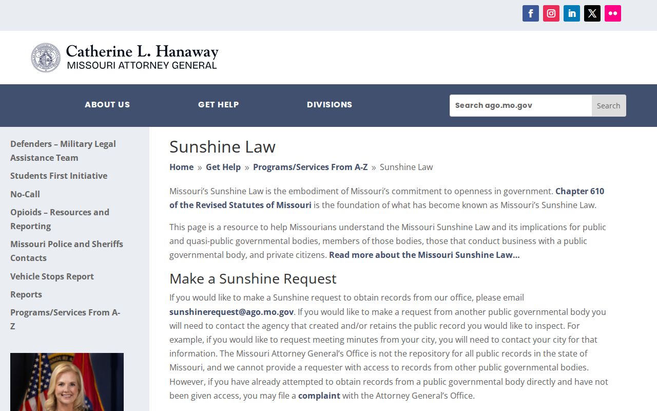 Missouri Sunshine Law source for Ste. Genevieve County release records